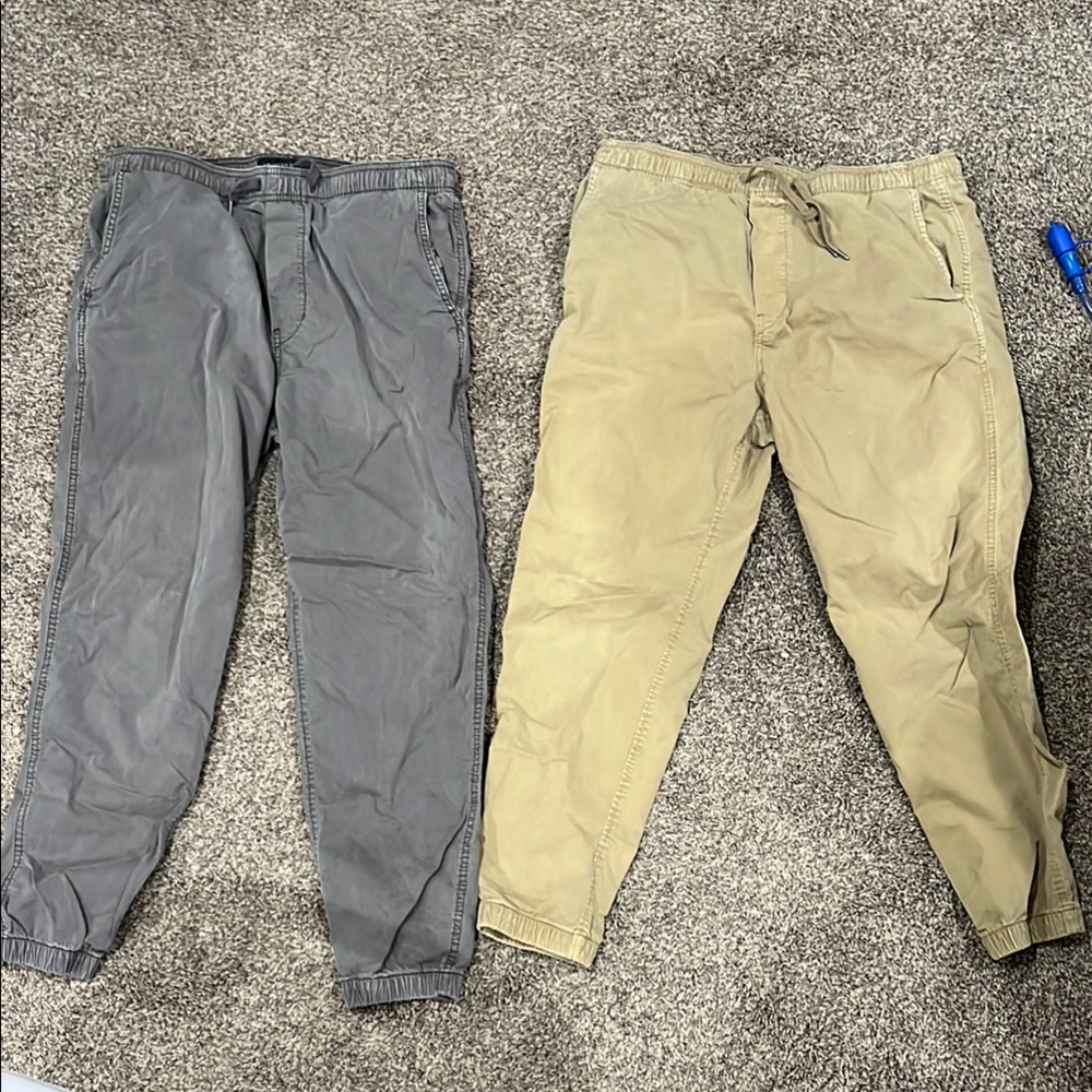 American Eagle Men's Gray and Tan Jogger Pants